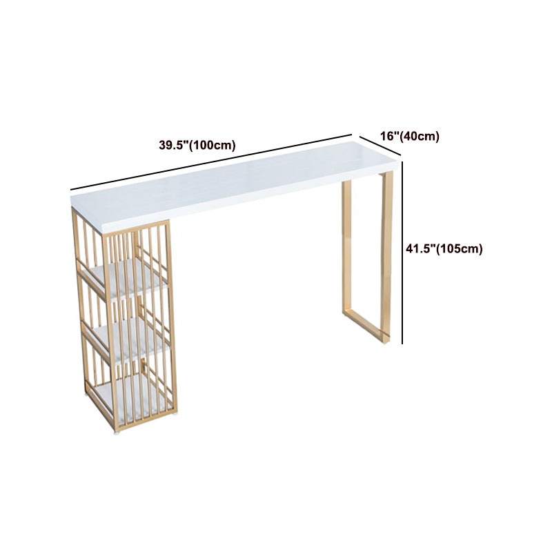 Glam 1/3 Pieces Bar Table Set Rectangle Wood Counter Table with High Stools for Cafe