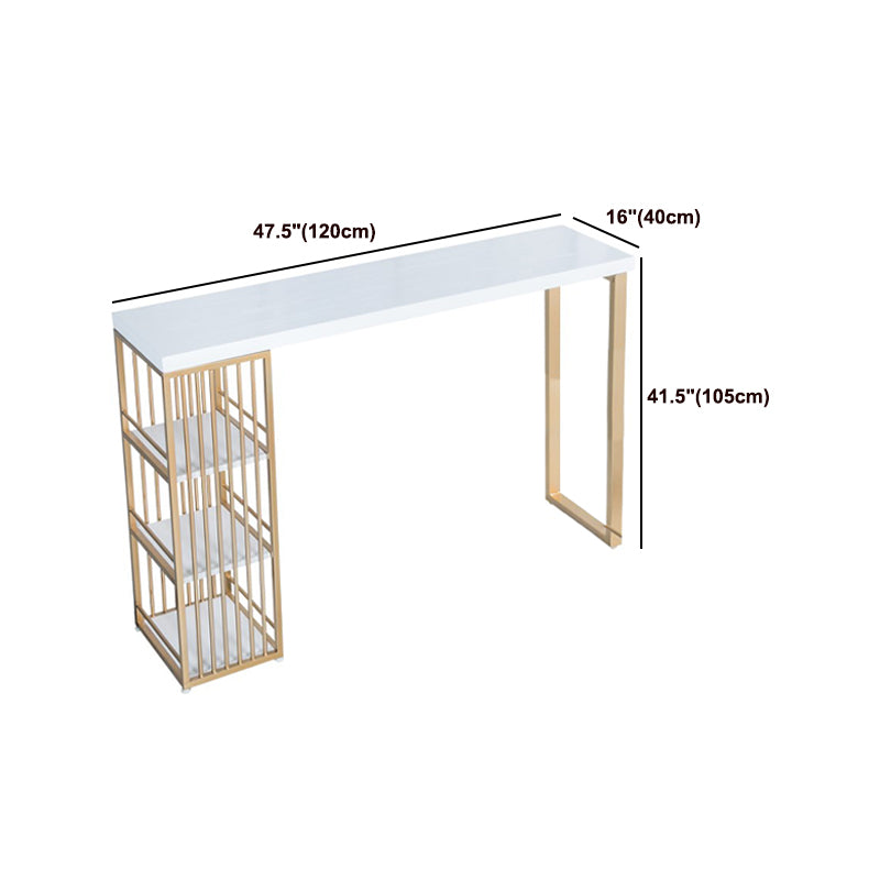 Glam 1/3 Pieces Bar Table Set Rectangle Wood Counter Table with High Stools for Cafe