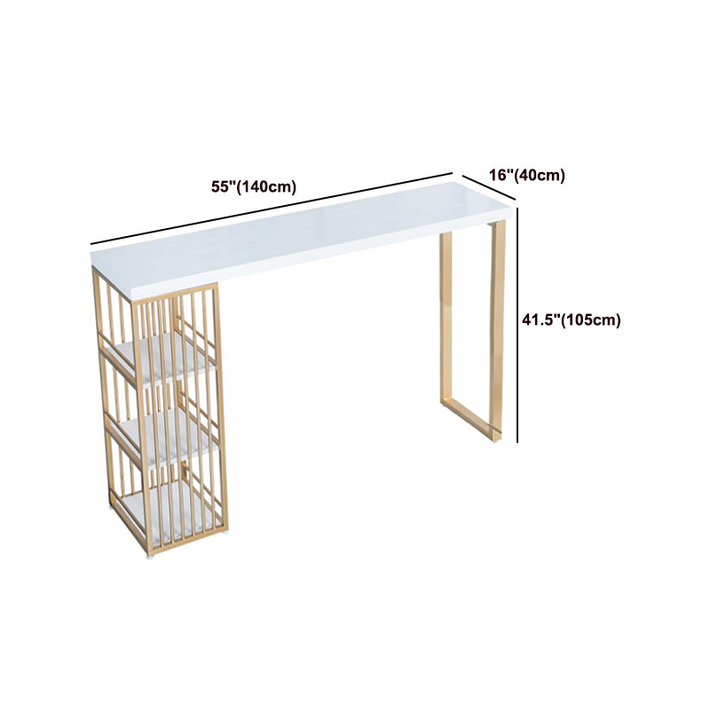 Glam 1/3 Pieces Bar Table Set Rectangle Wood Counter Table with High Stools for Cafe