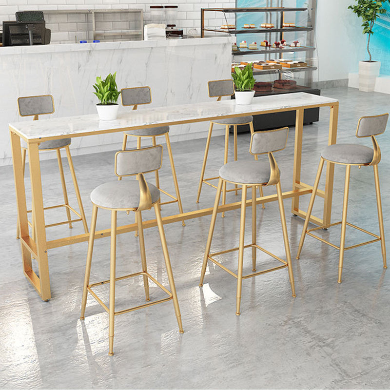 Industrial 1/2/7 Pieces Bar Table Set Rectangle Marble Counter Table with High Stools