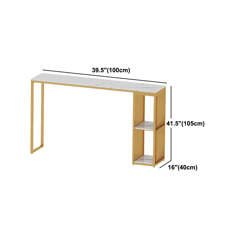 Nordic Glam 1/3 Pieces Bar Table Set Rectangle Marble Counter Table with High Stools