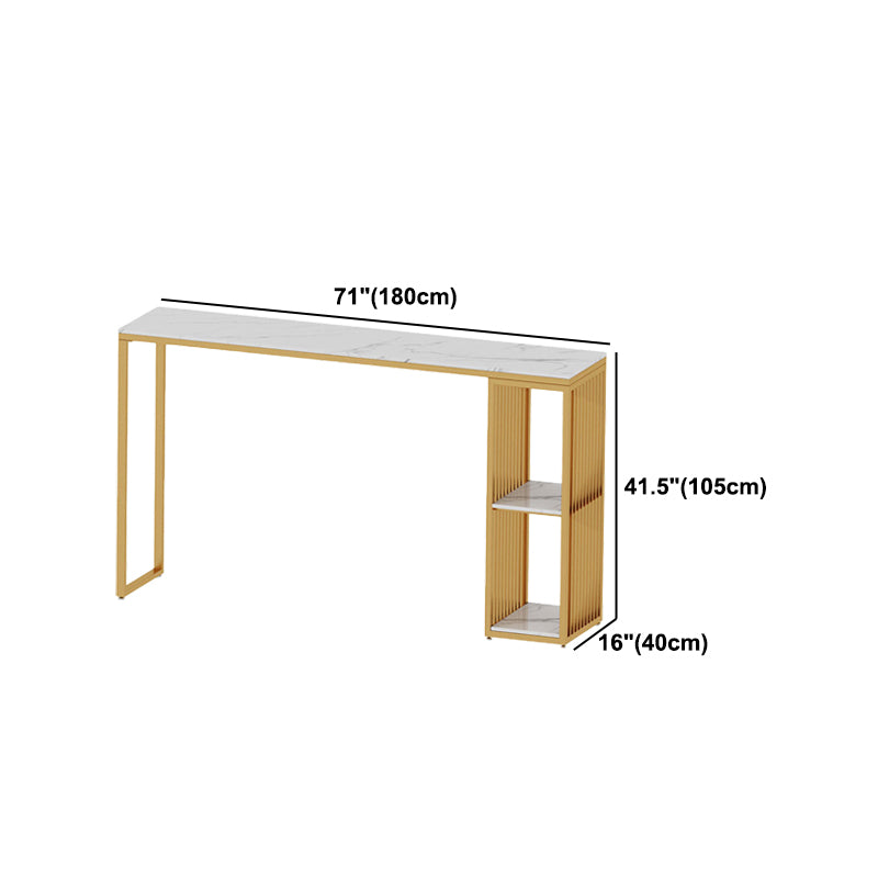 Nordic Glam 1/3 Pieces Bar Table Set Rectangle Marble Counter Table for Kitchen