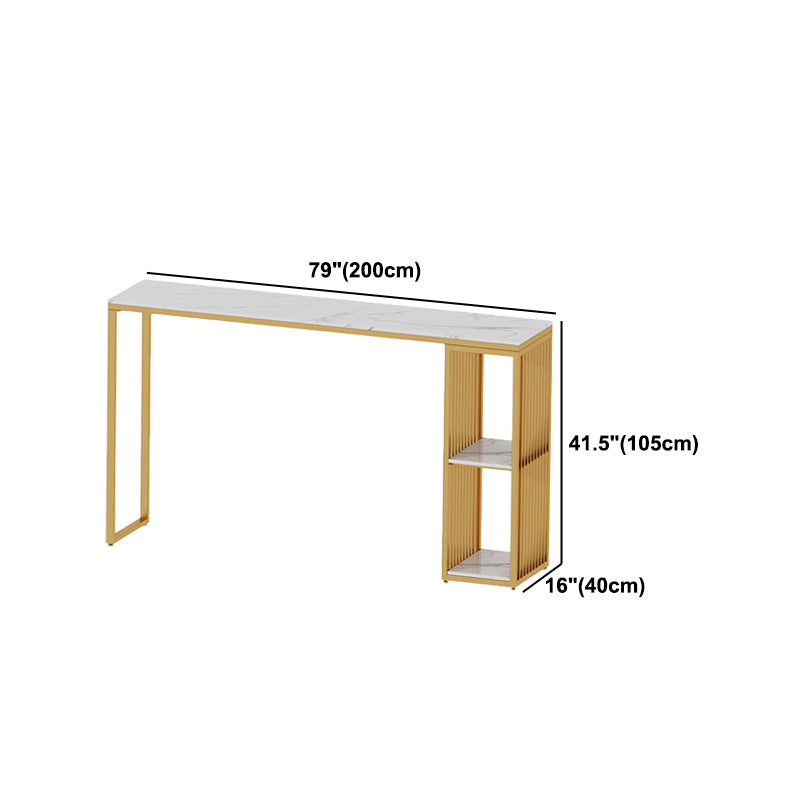 Nordic Glam 1/3 Pieces Bar Table Set Rectangle Marble Counter Table for Kitchen