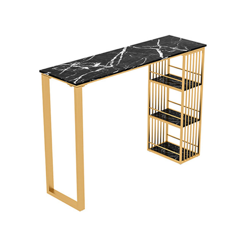 Glam 1/2/3/5 Pieces Bar Table Set Rectangle Stone Bar Table with High Stools