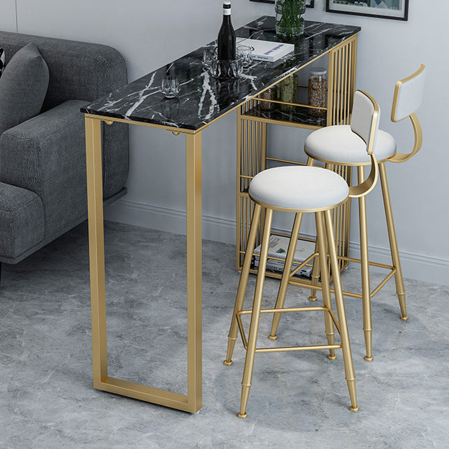 Glam 1/2/3/5 Pieces Bar Table Set Rectangle Stone Bar Table with High Stools