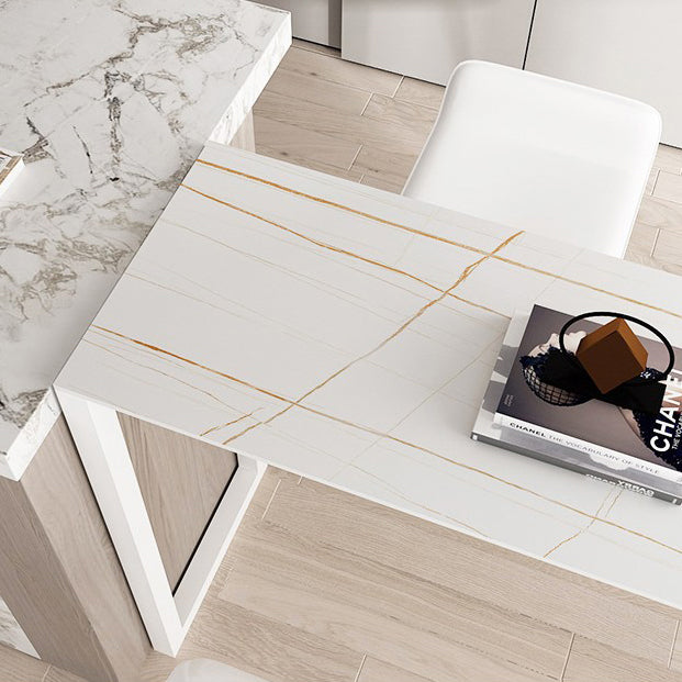 Modern 1/2/3/5 Pieces Bar Table Set Rectangle Stone Bar Table with High Stools