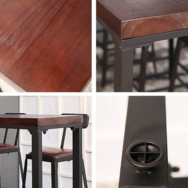 1/4/7 Pieces Industrial Rectangular Pub Table Set Wooden Counter Table with High Stools