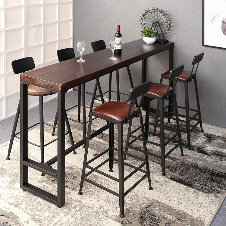1/4/7 Pieces Industrial Rectangular Pub Table Set Wooden Counter Table with High Stools