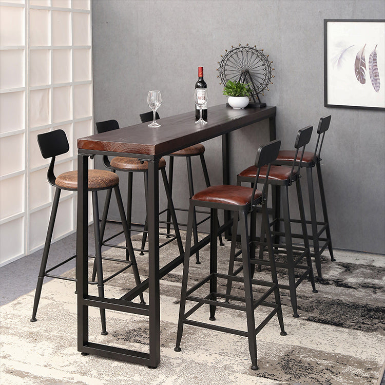 1/4/7 Pieces Industrial Rectangular Pub Table Set Wooden Counter Table with High Stools