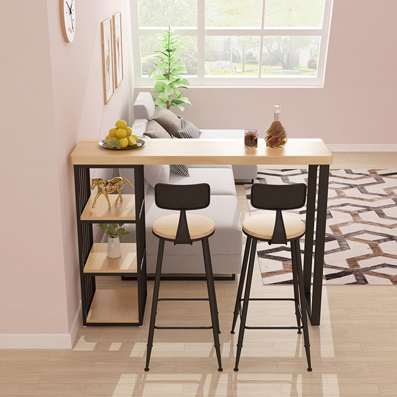 1/3 Pieces Modern Rectangular Pub Table Set Wooden Counter Table with High Stools