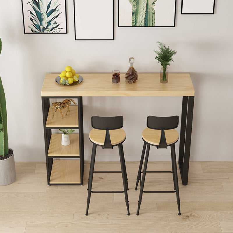 1/3 Pieces Modern Rectangular Pub Table Set Wooden Counter Table with High Stools