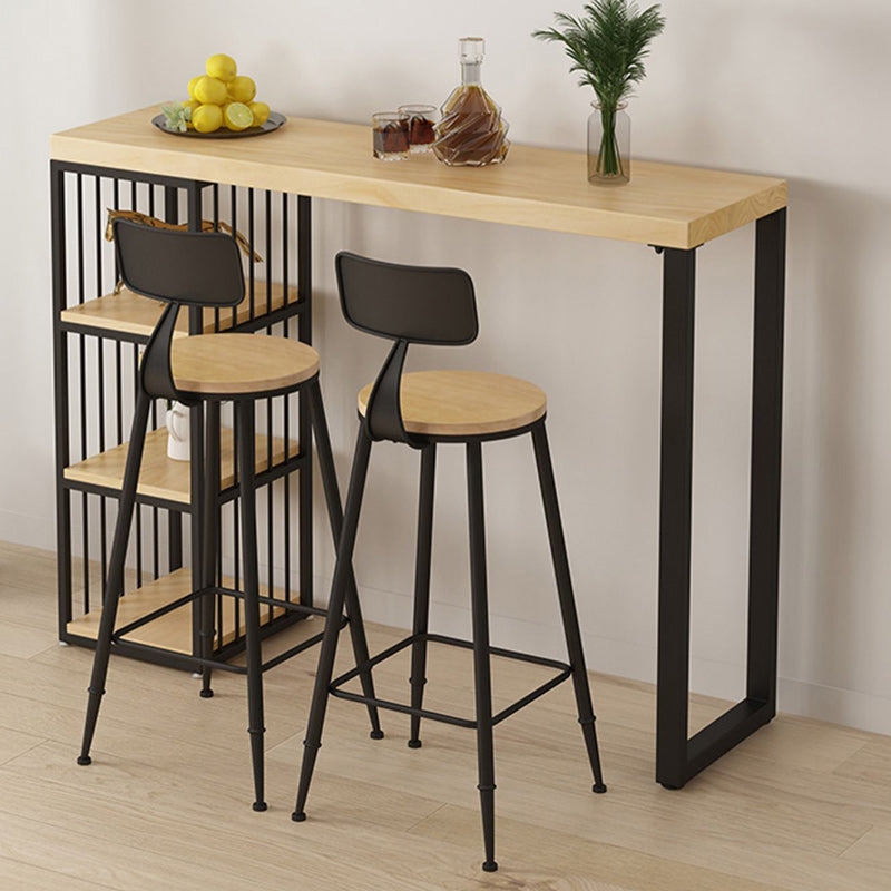 1/3 Pieces Modern Rectangular Pub Table Set Wooden Counter Table with High Stools