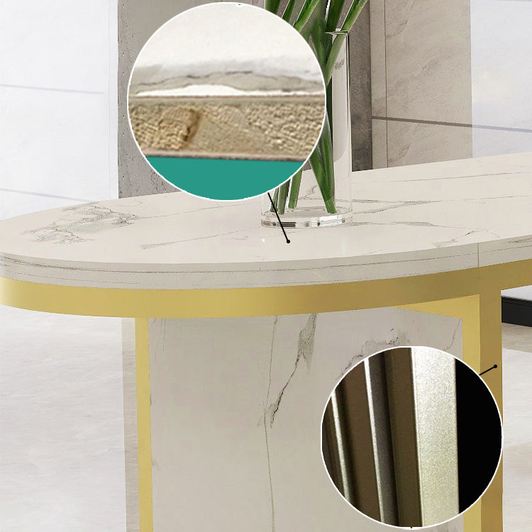 Wood Bar Table with Storage Glam Pub Table with Double Pedestal