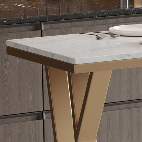 Modern Bistro Table with Double Pedestal White Marble Top Bar Table