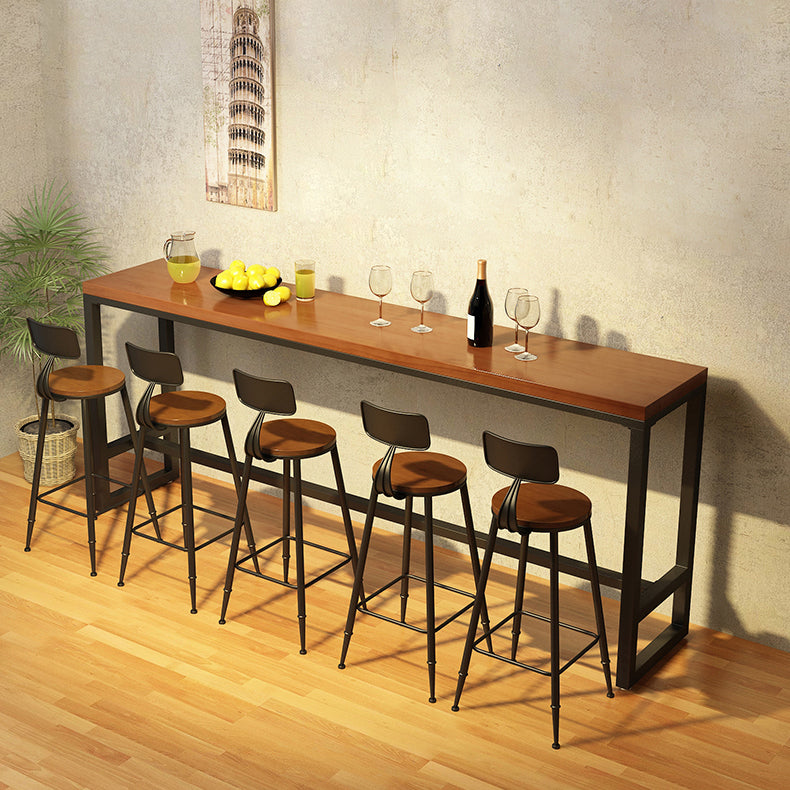 Solid Wood Pub Height Table Trestle Industrial Pub/Bar Dining Table