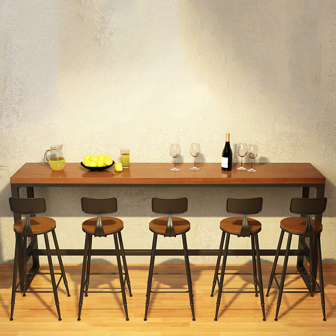 Solid Wood Pub Height Table Trestle Industrial Pub/Bar Dining Table