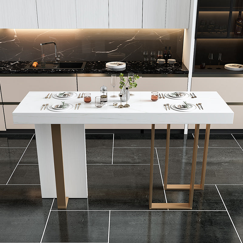 Glam Marble White Counter Height Table Rectangle Indoor Bistro Bar Table