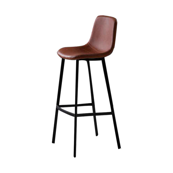 Faux Leather Saddle Seat Barstool Contemporary Armless Bar Stool with 4 Black Legs