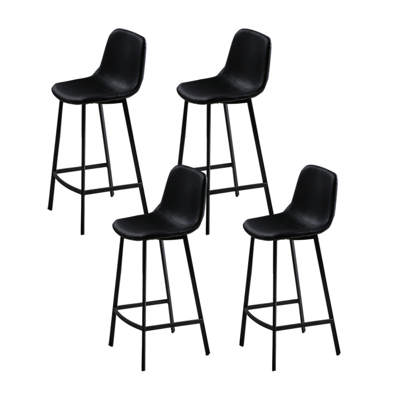 Faux Leather Saddle Seat Barstool Contemporary Armless Bar Stool with 4 Black Legs