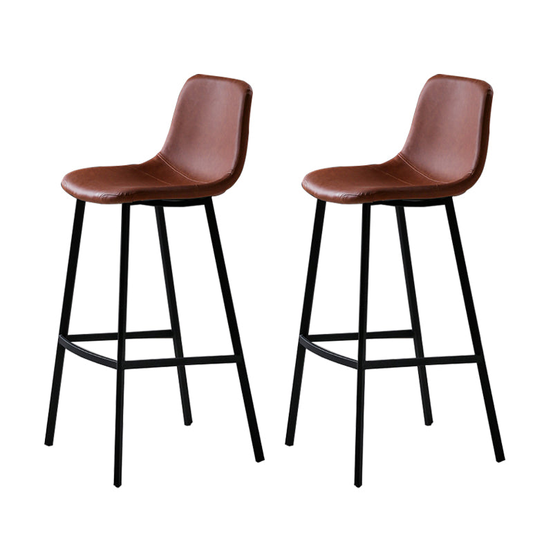 Faux Leather Saddle Seat Barstool Contemporary Armless Bar Stool with 4 Black Legs