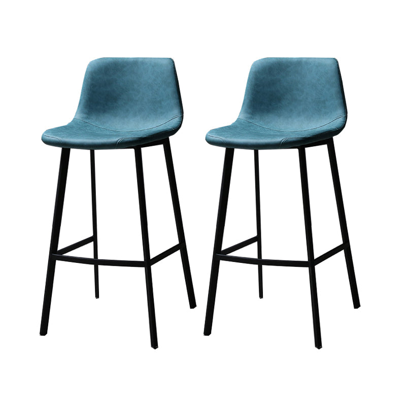 Faux Leather Saddle Seat Barstool Contemporary Armless Bar Stool with 4 Black Legs
