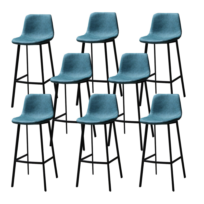 Faux Leather Saddle Seat Barstool Contemporary Armless Bar Stool with 4 Black Legs
