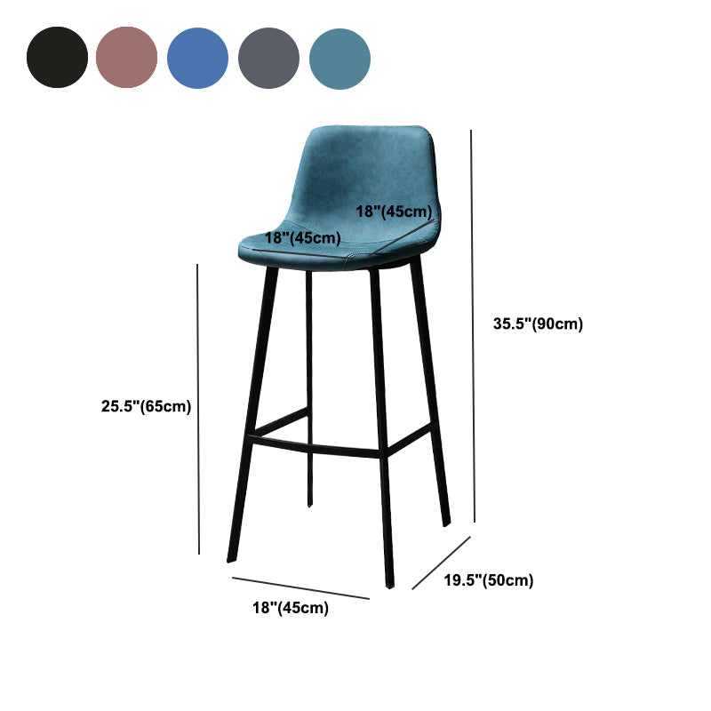 Faux Leather Saddle Seat Barstool Contemporary Armless Bar Stool with 4 Black Legs