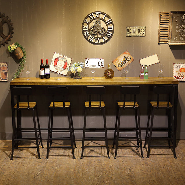 Indoor Industrial Patio Bar Table Rectangle Trestle Bar/Dinette Table in Natural