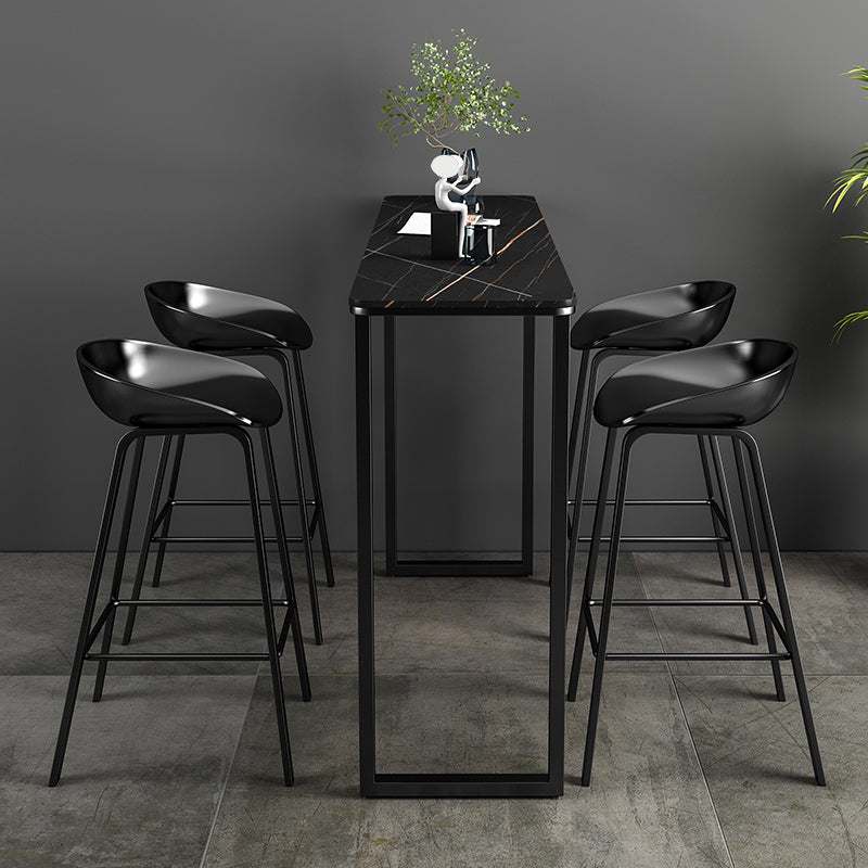 Industrial Indoor Rectangle Counter Wine Table Stone and Metal Bar/Dinette Table