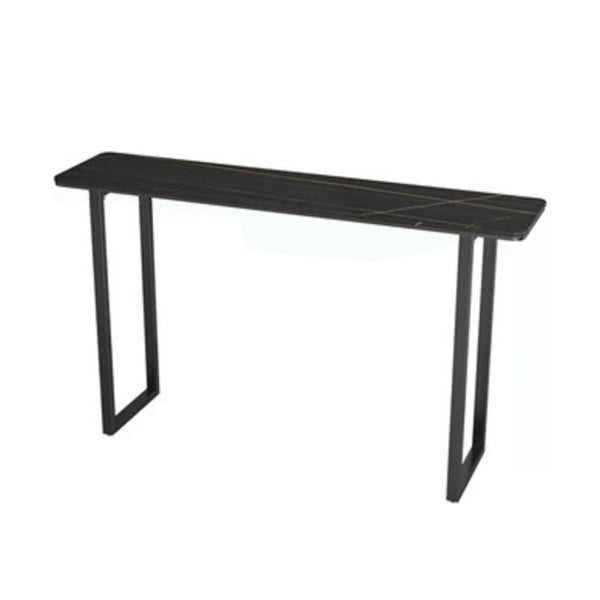Industrial Indoor Rectangle Counter Wine Table Stone and Metal Bar/Dinette Table