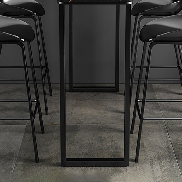 Industrial Indoor Rectangle Counter Wine Table Stone and Metal Bar/Dinette Table