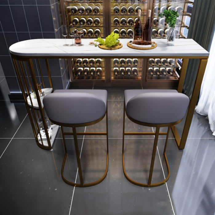 Glam Indoor Bar/Dinette Table with Storage Double Pedestal Bistro Bar Desk