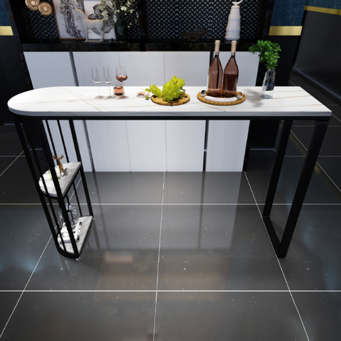 Glam Indoor Bar/Dinette Table with Storage Double Pedestal Bistro Bar Desk