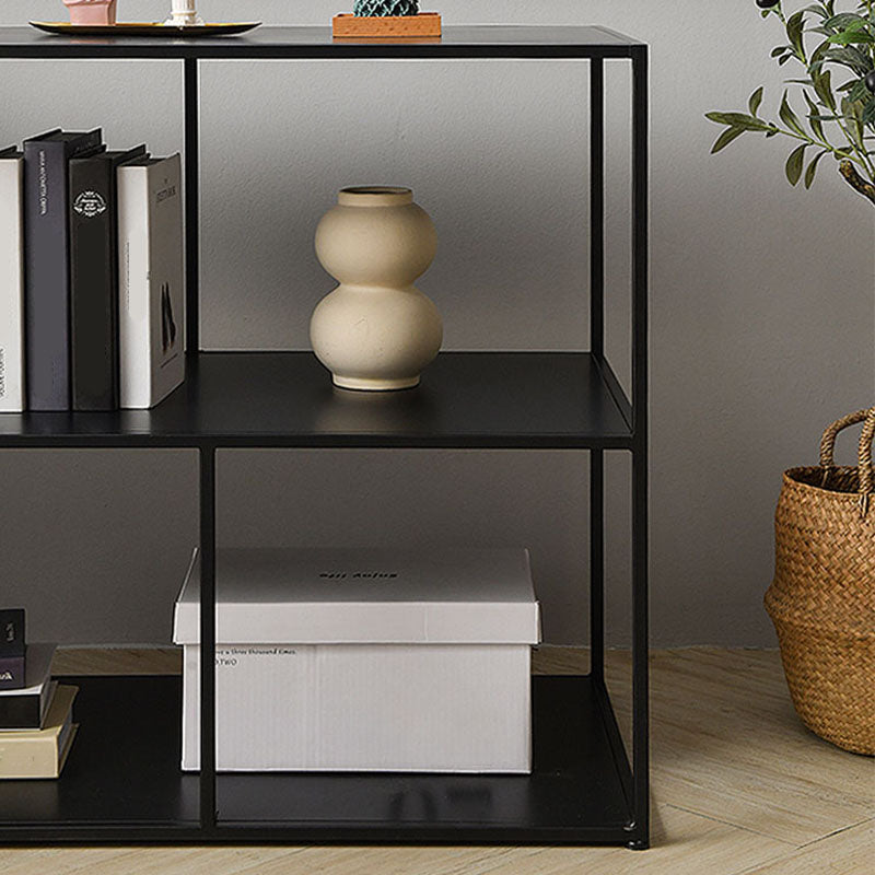 Contemporary Metal Shelf Bookcase Black Etagere Book Shelf for Study Room