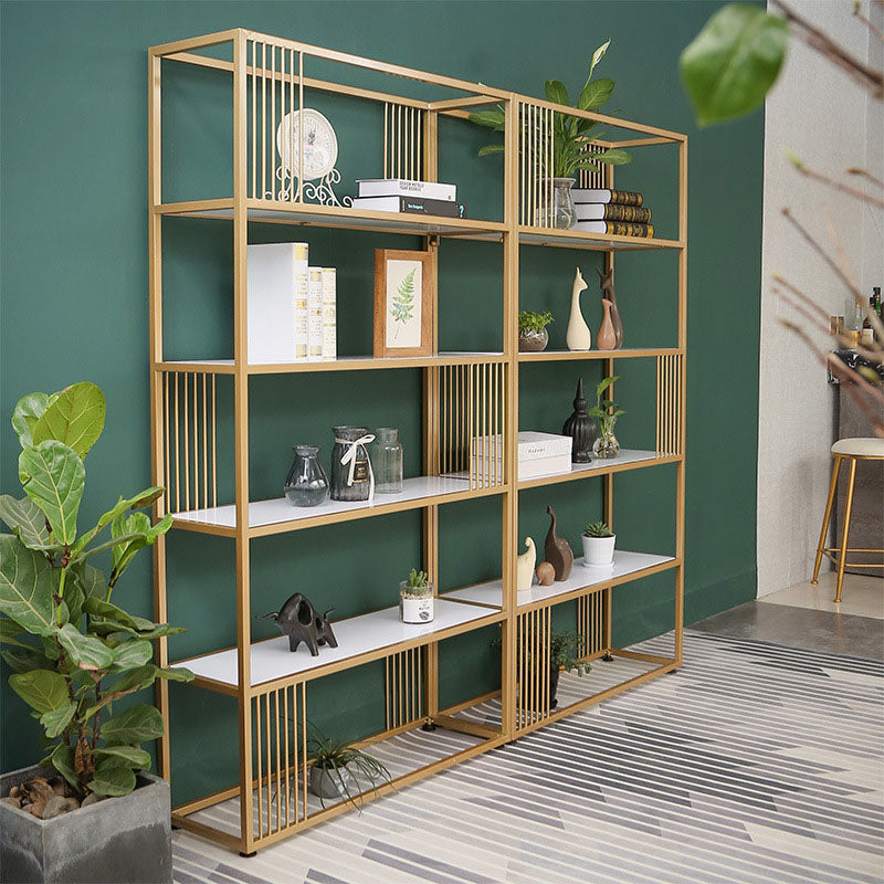 Modern Metal and Wooden Book Shelf Open Home Shelf Bookcase with Shelves
