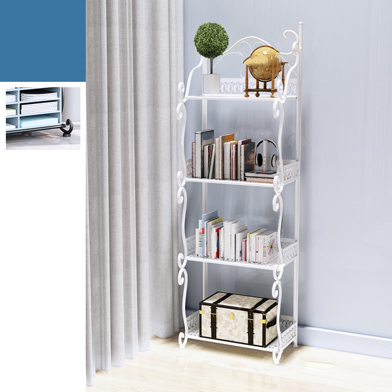 Modern Metal Vertical Shelf Bookcase Open Bookshelf for Bedroom