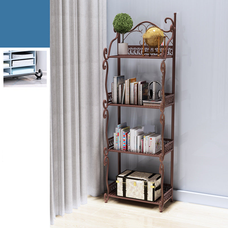 Modern Metal Vertical Shelf Bookcase Open Bookshelf for Bedroom
