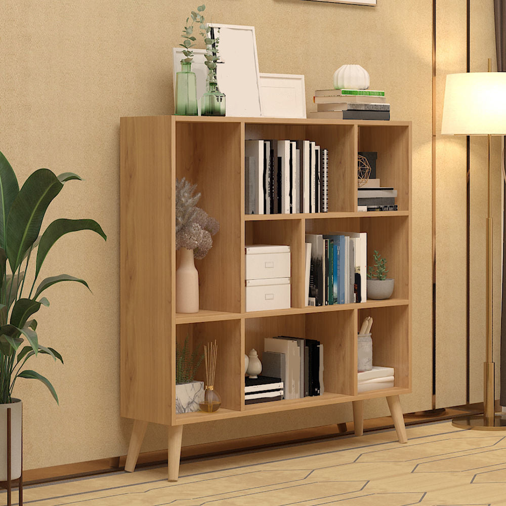 Contemporary Closed Back Book Shelf Engineered Wood Home Shelf Bookcase with Shelves