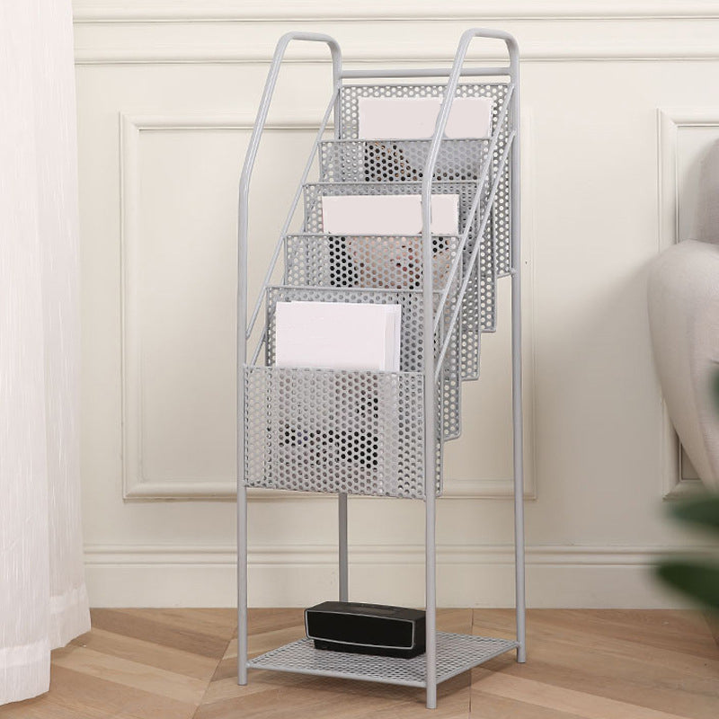 Modern Metal Bookshelf Geometric Closed Back Bookcase in Burnish