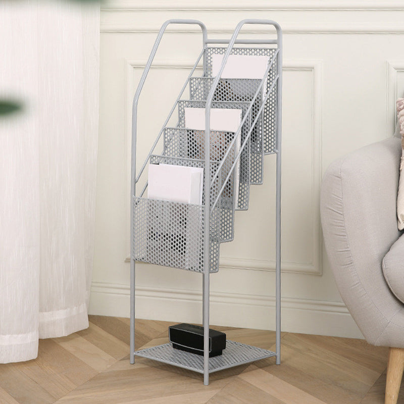 Modern Metal Bookshelf Geometric Closed Back Bookcase in Burnish