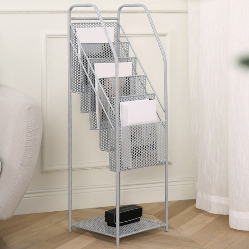 Modern Metal Bookshelf Geometric Closed Back Bookcase in Burnish