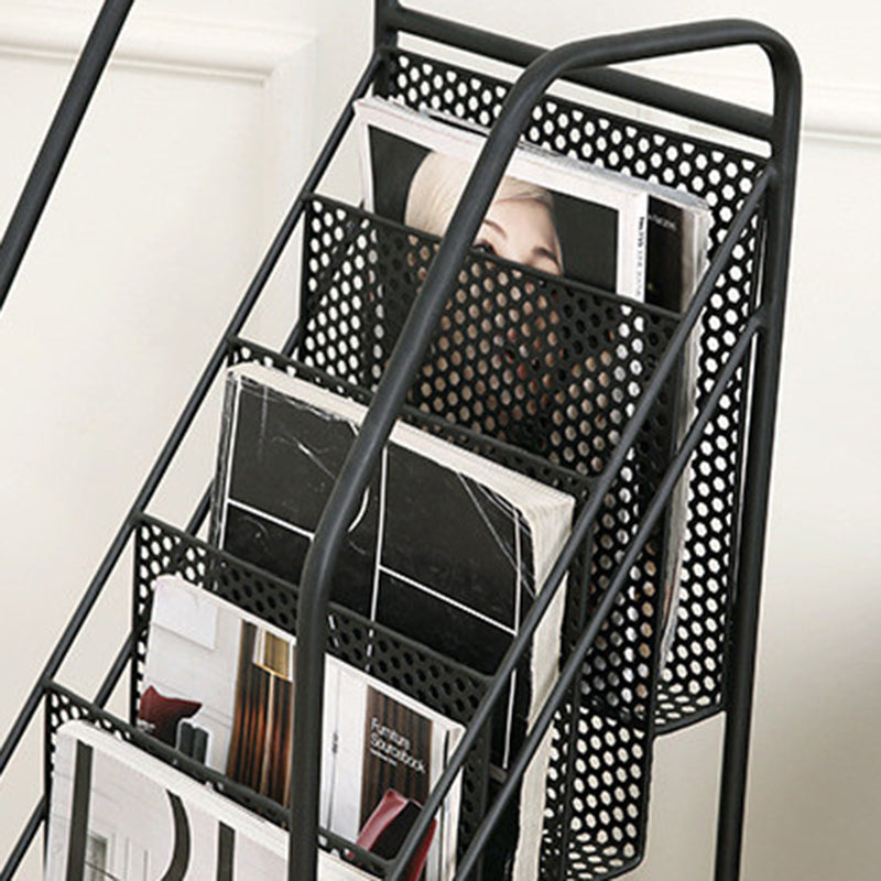 Modern Metal Bookshelf Geometric Closed Back Bookcase in Burnish