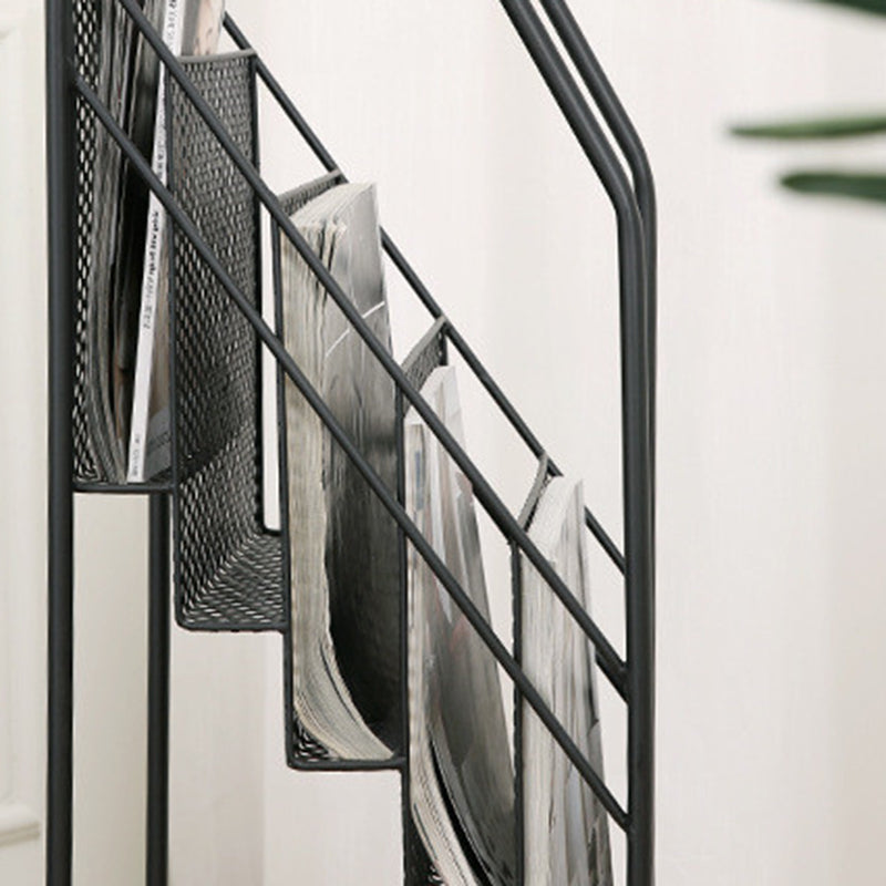 Modern Metal Bookshelf Geometric Closed Back Bookcase in Burnish