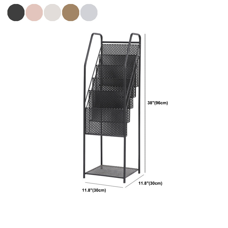 Modern Metal Bookshelf Geometric Closed Back Bookcase in Burnish