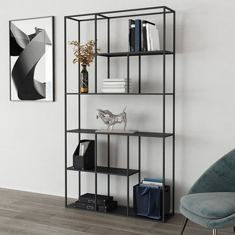 Modern Metal Bookshelf Black Etagere Open Shelf Bookcase in Burnish
