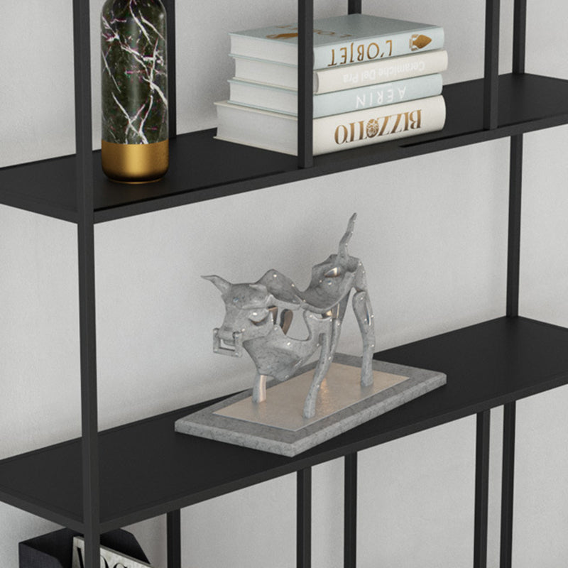 Modern Metal Bookshelf Black Etagere Open Shelf Bookcase in Burnish