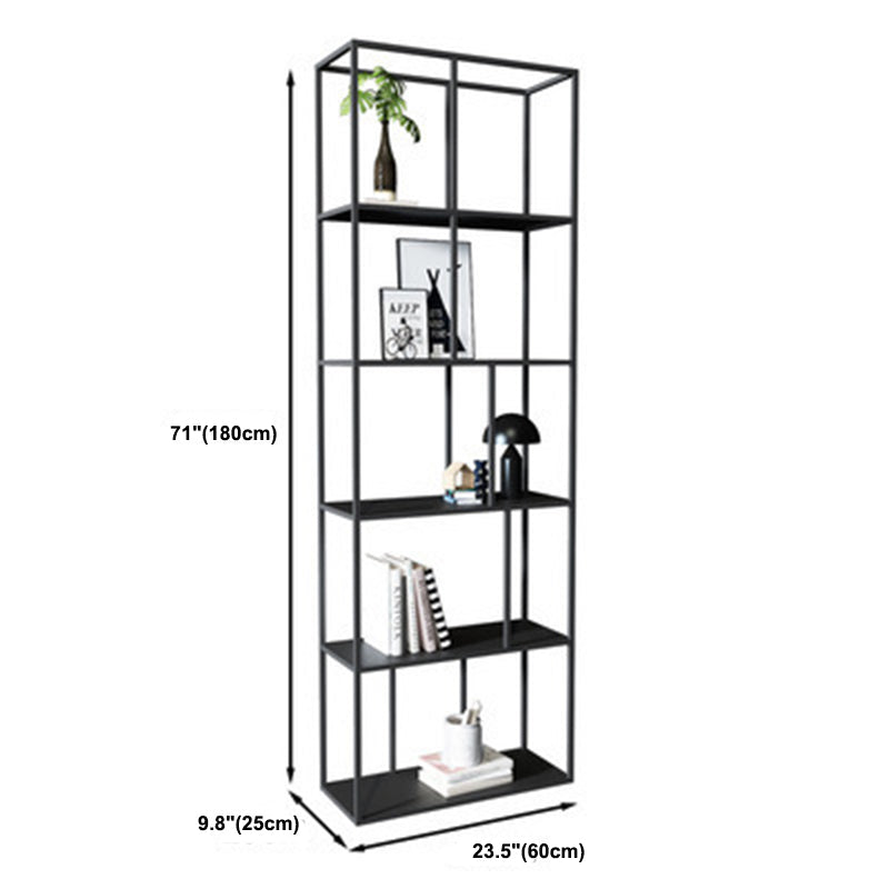 Modern Metal Bookshelf Black Etagere Open Shelf Bookcase in Burnish