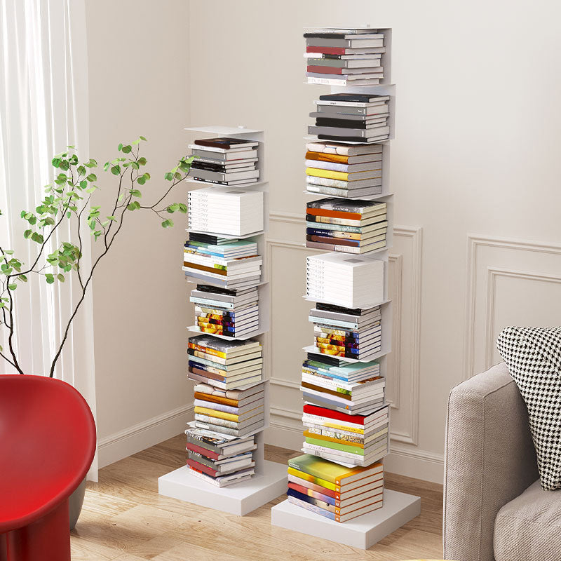 Modern Metal Bookshelf Geometric Closed Back Vertical Bookcase