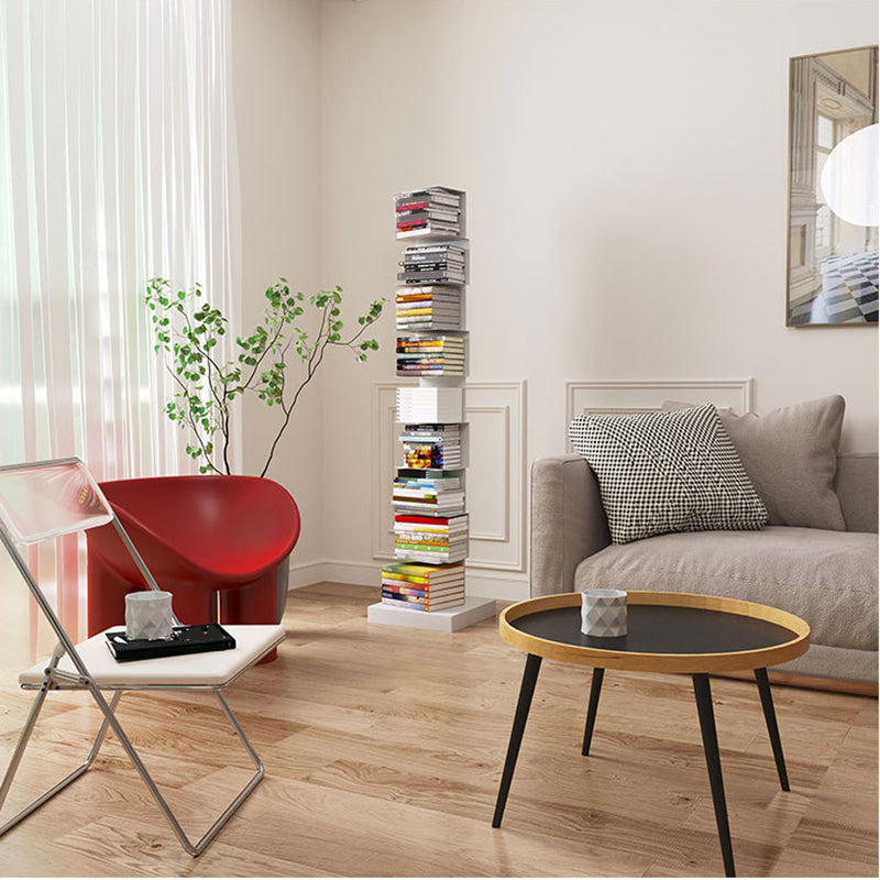 Modern Metal Bookshelf Geometric Closed Back Vertical Bookcase