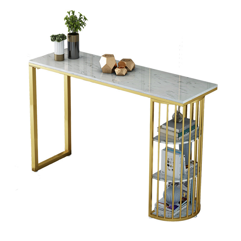 Glam 1/3 Pieces Bar Table Set Stone Counter Table with High Stools for Living Room